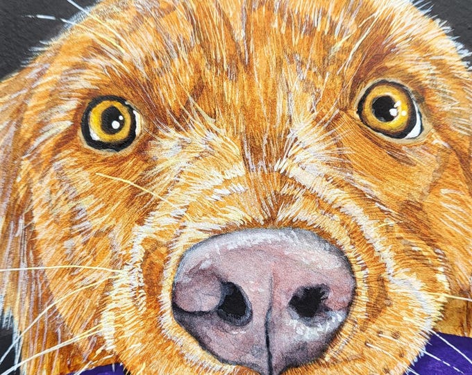 Featured listing image: Custom Dog Portrait - Hand Painted Original Artwork Pet Commission Mixed Media Portrait - Dog Portrait For Custom Wall Art - Dog Art
