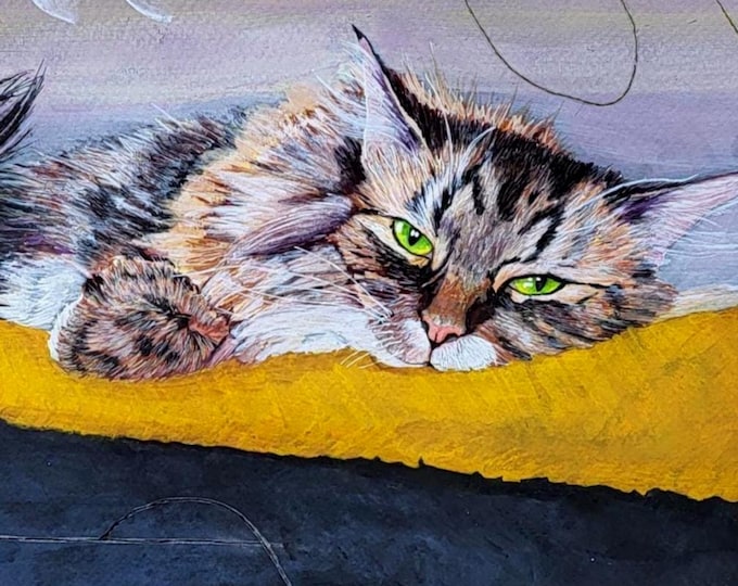 Featured listing image: Custom Cat Portrait |  Hand Painted Original Artwork Of Your Cat