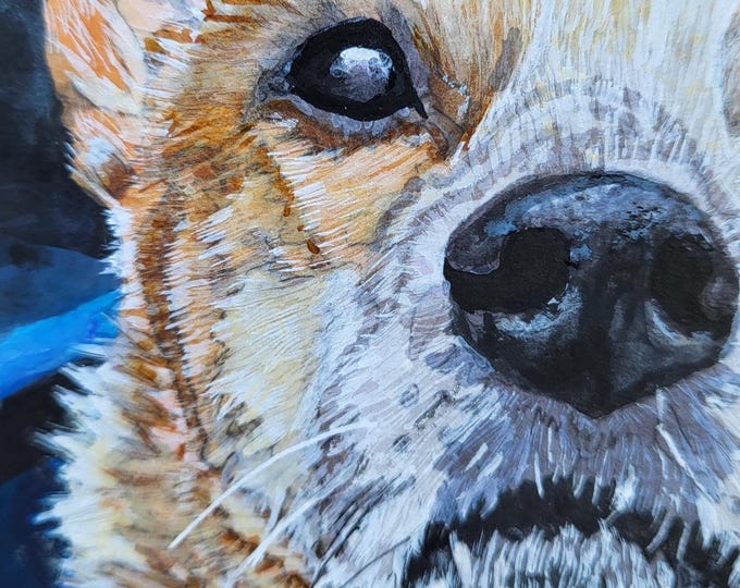 Featured listing image: Custom Dog Portrait - Hand Painted Original Artwork Pet Commission Mixed Media Portrait - Dog Portrait For Custom Wall Art - Dog Art
