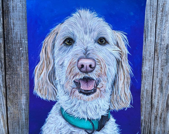 Featured listing image: Hand Painted Pet Face Portrait: Custom Cat / Dog Mixed Media Art From Your Photo