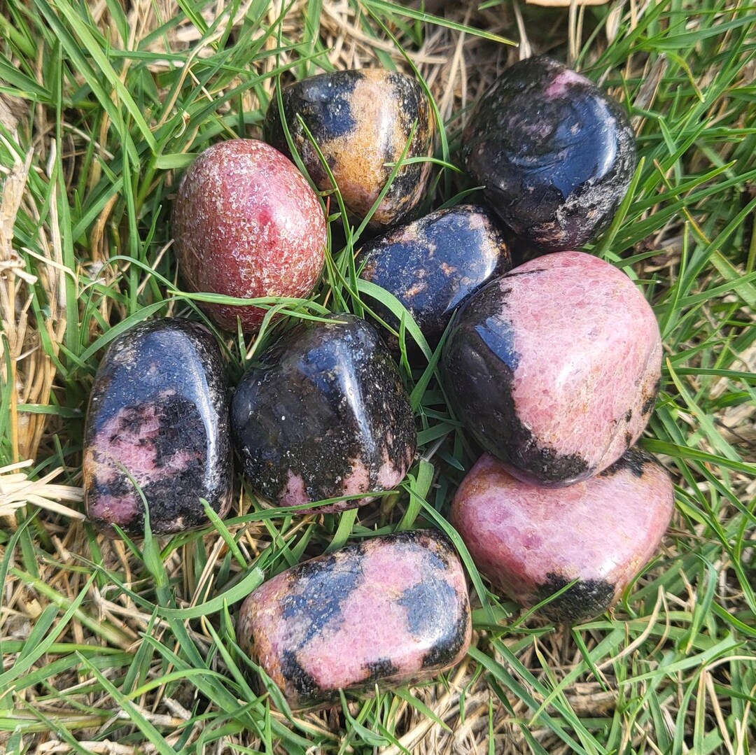 One Rhodonite Tumbled Stone - Crystal for Purpose, Love, Anxiety ...