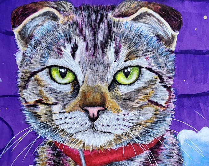 Featured listing image: Hand Painted Pet Face Portrait: Custom Cat / Dog Mixed Media Art From Your Photo