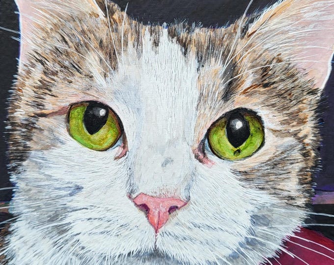 Featured listing image: Hand Painted Pet Face Portrait: Custom Cat / Dog Mixed Media Art From Your Photo