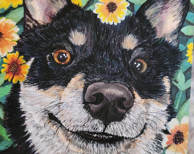 Featured listing image: Hand Painted Pet Face Portrait: Custom Cat / Dog Mixed Media Art From Your Photo