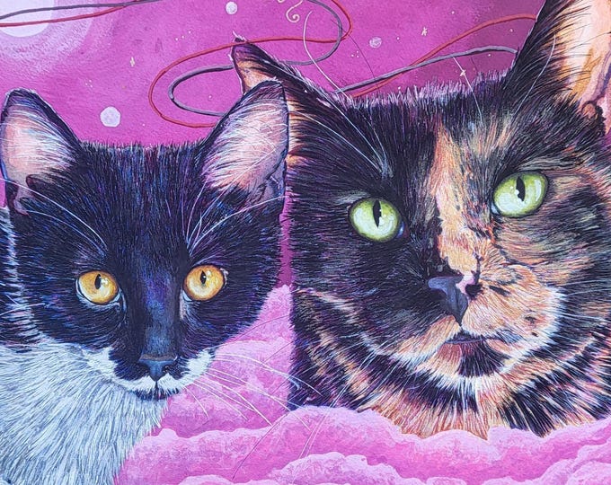 Featured listing image: Custom Cat Portrait |  Hand Painted Cat Lover Gift Wall Art