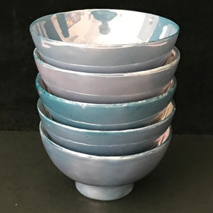 Iridescent Blue NUT CUPS or Salt Cellars made in Japan.  Set of 5.