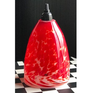 PENDANT LAMP GLOBE Hand Blown Art Glass Murano-Style. 9" long x 6" wide at bottom. Two available.
