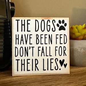 Funny Dog Sign: Rustic Tiered Tray Decor | Mini Wood Block Accent