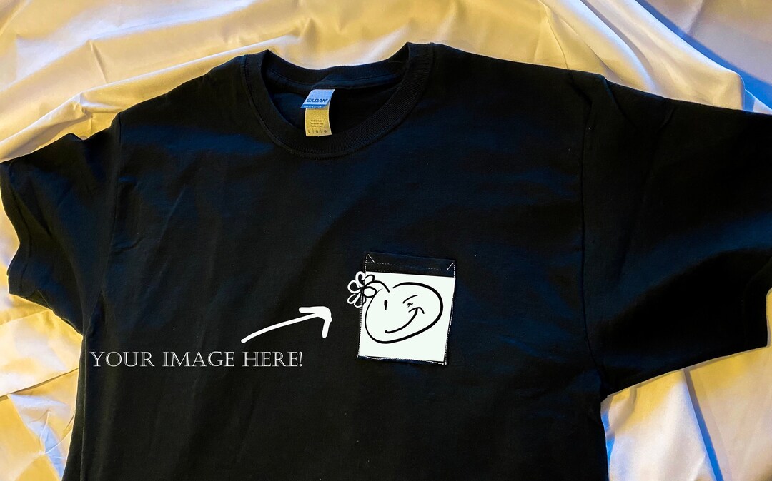 Custom Pocket Tee Personal Pic or Favorite Image Fitted on the Pocket