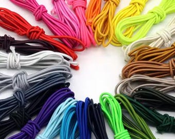 Cordón elástico de 2 mm, banda elástica, trenza elástica, elástico para sombrero, elástico redondo, goma elástica, colorido, muchos colores