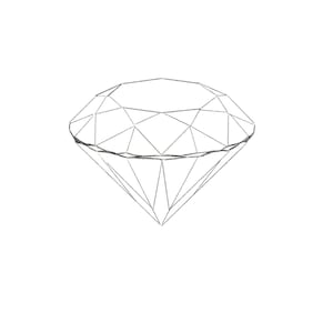 May include: A detailed line drawing of a diamond, showcasing its facets and angles. The image is a black and white illustration of a gemstone, perfect for jewelry design or educational purposes.