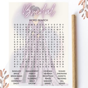 Bridal Word Search, Desi Bride Word Search, Printable