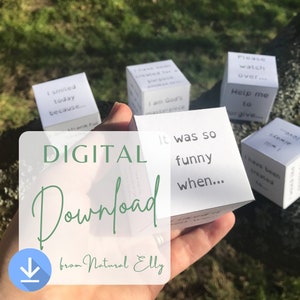Gefühle für Dyslexiker / Memory Cube zum selbst ausdrucken DIGITAL DOWNLOAD | Gestalte deinen eigenen Gesprächstherapiewürfel. Frühe Jahre Kommunikation