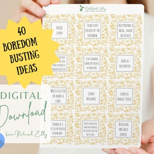 Idee per attività Busy Bee / stampabile DIGITAL DOWNLOAD / 40 carte per sconfiggere la noia. Idee per attività per bambini. Attività per le vacanze. Giochi per famiglie