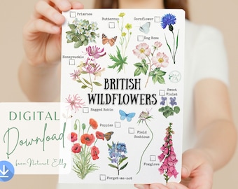 British wildflower hunt - print your own spotter sheet | printable DOWNLOAD | great for homeschool home learning kids nature activities
