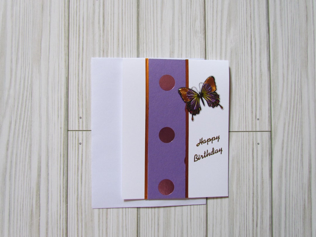 Happy Birthday Greeting Card, Purple Butterfly - Etsy