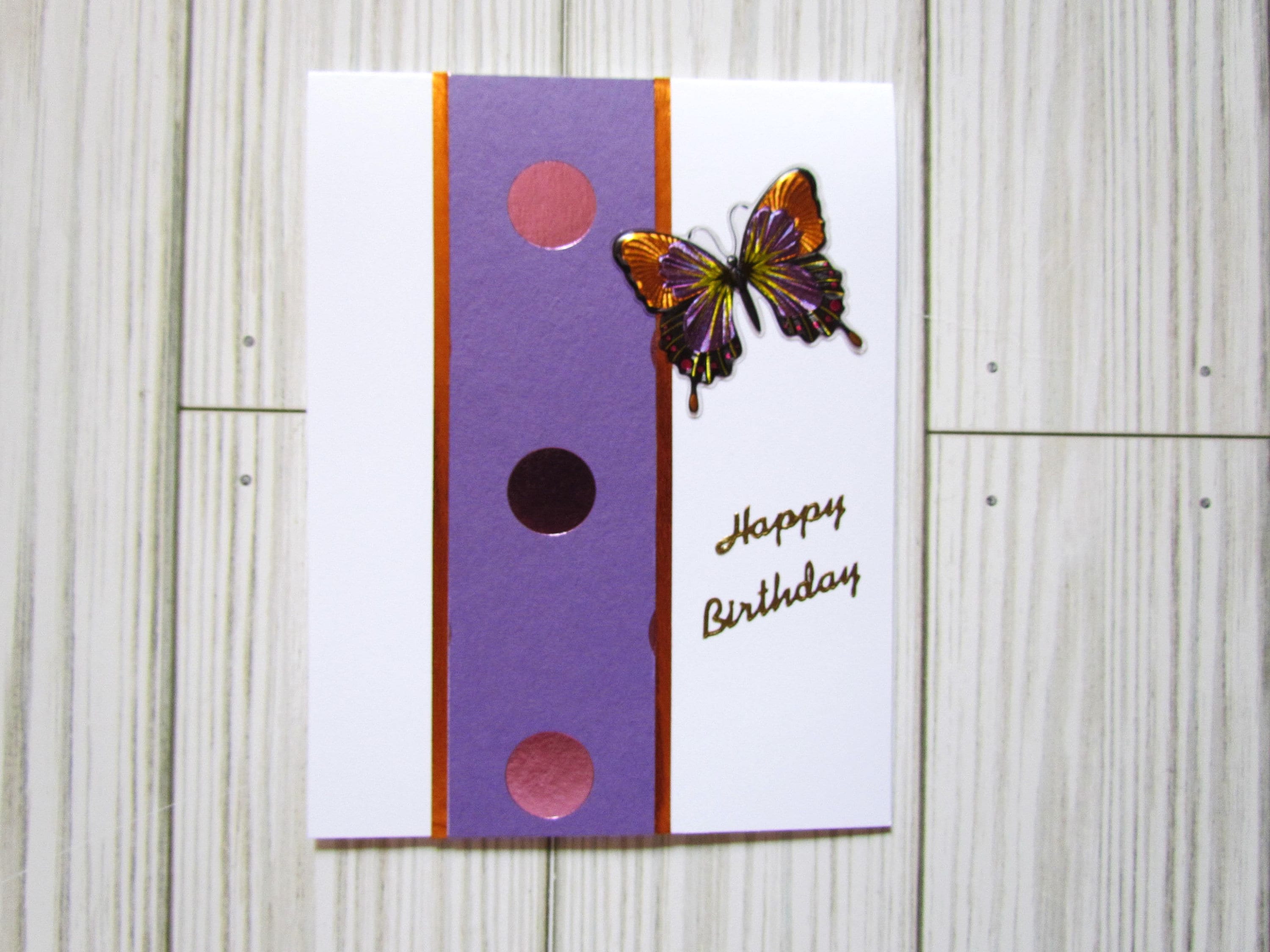 Happy Birthday Greeting Card, Purple Butterfly - Etsy