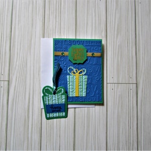Present Happy Birthday greeting card with tag