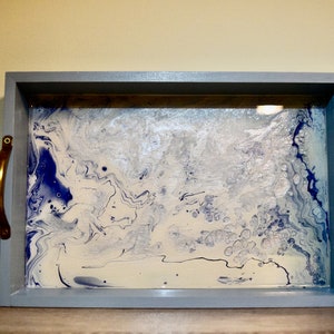 Small Poured Paint and Epoxy Serving Tray/Charcuterie Board - approximately 12&quot;x8&quot;