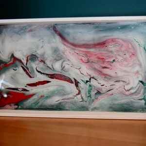 Poured Paint and Epoxy Serving Tray/Charcuterie Board - approximately 13.5&quot;x7&quot;