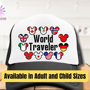 Disney Trucker Hat, Epcot Boy Mickey Ears Hat, Food and Wine Festival Snapback Hat, Boy Mickey Ears, Disney Dad Mom Hat, World Traveler Hat