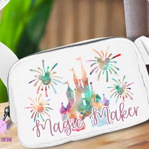 Watercolor Castle Disney Fanny Pack, Magical Belt Bag, Crossbody Bag, World Family Vacation Sling Bag, Backpack, Purse, Wallet