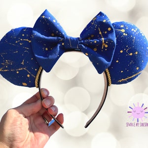 Royal Blue Gold Splatter Disney Ears | Blue Gold Minnie Mouse Ears | Blue Gold Mickey Ears