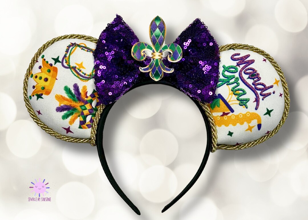 Mardi Gras Disney Ears, New Orleans Holiday Celebration Mickey Ears ...