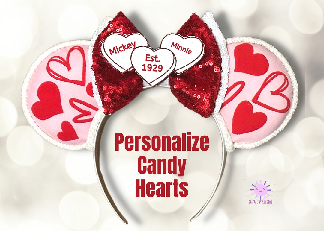 Personalized Valentines Day Disney Ears Custom Mickey Ears Etsy