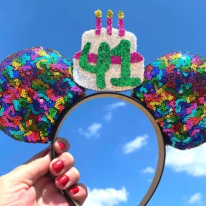 Personalized Birthday Rainbow Glitter Disney Mickey Mouse Ears