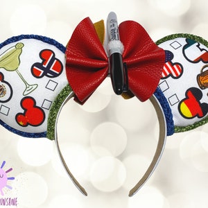 Drinking Around the World Disney Epcot Mickey Ears | 21st Birthday Custom Mickey Ears | Epcot Minnie Ears | Food and Wine Festival