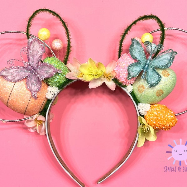 Easter Bunny Eggs Disney Ears | Pastel Butterfly Mickey Ears | Floral Wire Minnie Ears | Pink Spring Easter Headband | Mickey Easter Ears