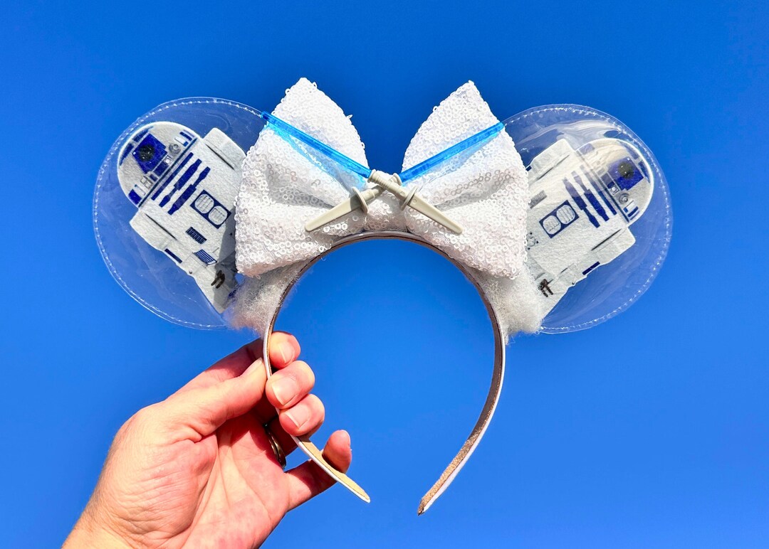 Star Wars Ears, R2D2 Droid Disney Ears, Blue Lightsaber Mickey Ears