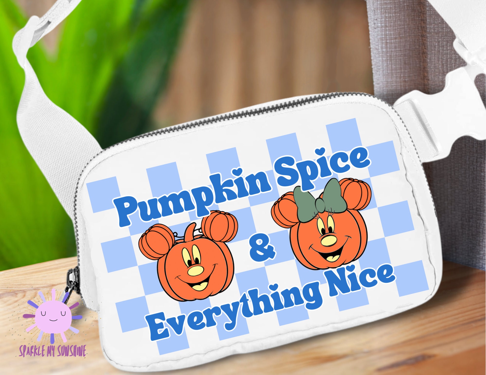 Mickey Pumpkin Disney Fanny Pack, Fall Belt Bag, Checker Sling Bag