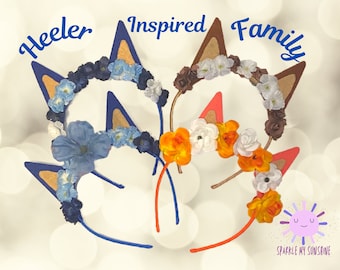 Blue Dog Ears Family Halloween Costume Headband, Orange Dog Birthday Party Decorations, Mum Dad Hair Accessory, Kids Costume Headband
