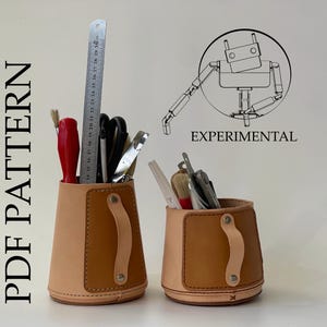 2 Leather Pencil Cups PDF Pattern | Digital Download | Tool Cup |