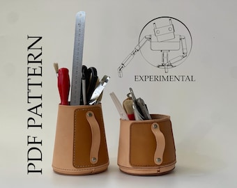 2 pots à crayons en cuir Patron PDF | Téléchargement numérique | Tasse à outils |