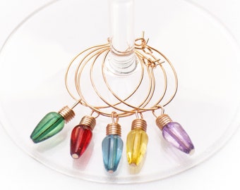 Christmas Lights Wine Charm Set