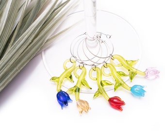Ensemble de breloques vin tulipes en verre