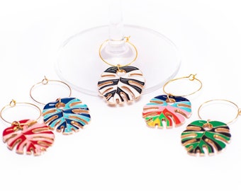 Ensemble de breloques couleur vin feuille pop