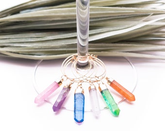 Natural Crystal Wine Charm Set