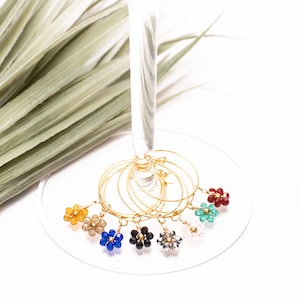 Beaded Flower Wine Charm Set