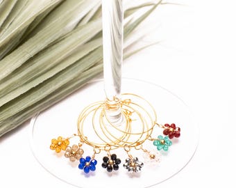 Ensemble de breloques fleurs en perles de verre
