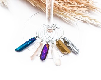 Ensemble de breloques vin en cristal de quartz naturel