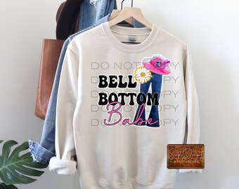 Bell Bottom Babe Digital File, Hippie Boho Country Digital Download, Sublimation, png, Tumbler, DTF, DTG, HTV Ecosolvent