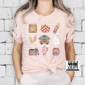 School Collage File, Digital Download, Sublimation, png, DTF, DTG