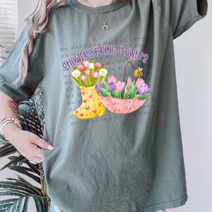 Showers Bring Flowers Spring Digital File, Digital Download, Sublimation, png, Tumbler, DTF, DTG