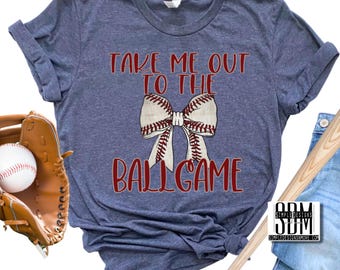 Take Me Out to the Ballgame PNG: Baseball Bow Sublimation (Digital Download)