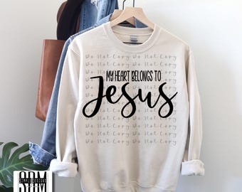 My Heart Belongs to Jesus Digital File, White and Black Version Digital Download, Sublimation, png, Tumbler, DTF, DTG, HTV, Art