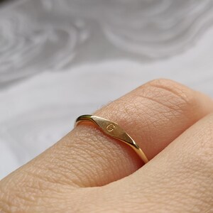 Personalised initial ring • Simple stacking ring • Thin dainty ring • Tiny signet ring • Gold